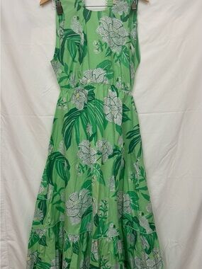 FARM Rio Green Floral Midi Dress - Sleeveless Tropical Print
